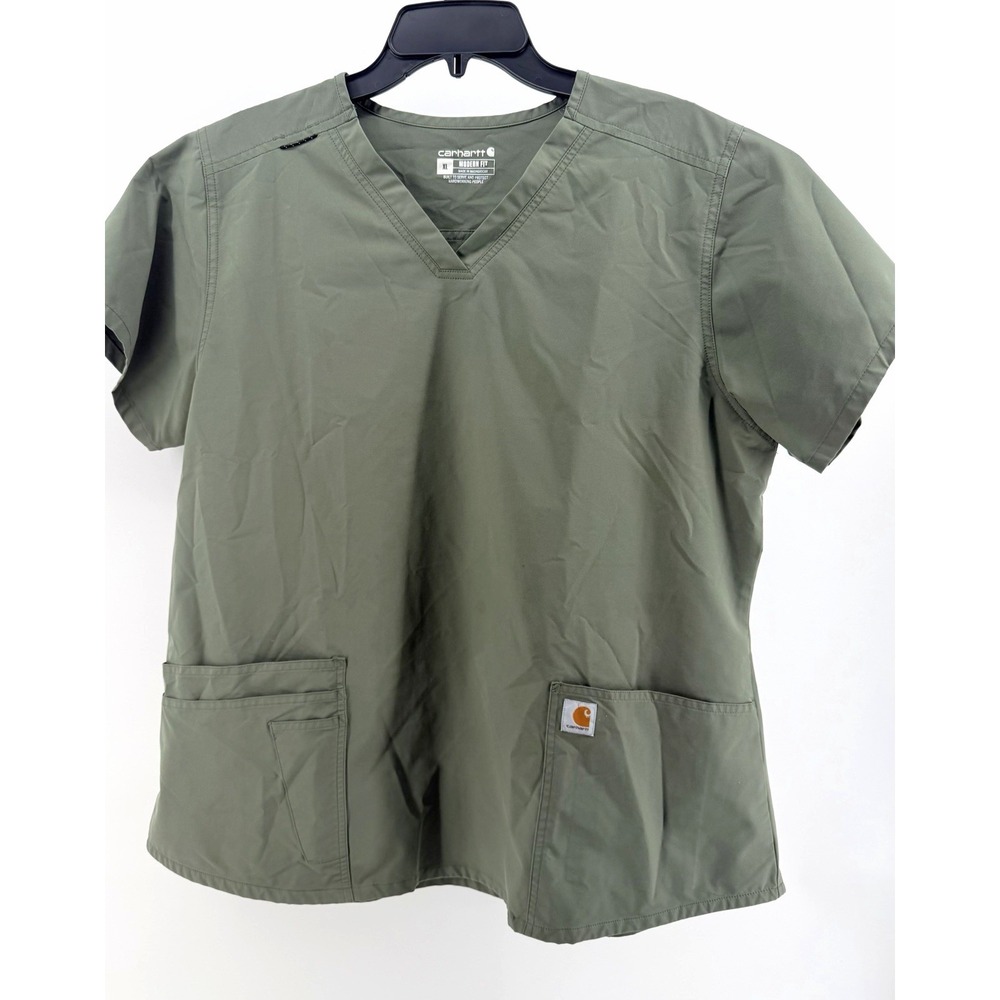 Carhartt Modern Fit Unisex Medical Scrub Top XL Green V-Neck Solid Poly
